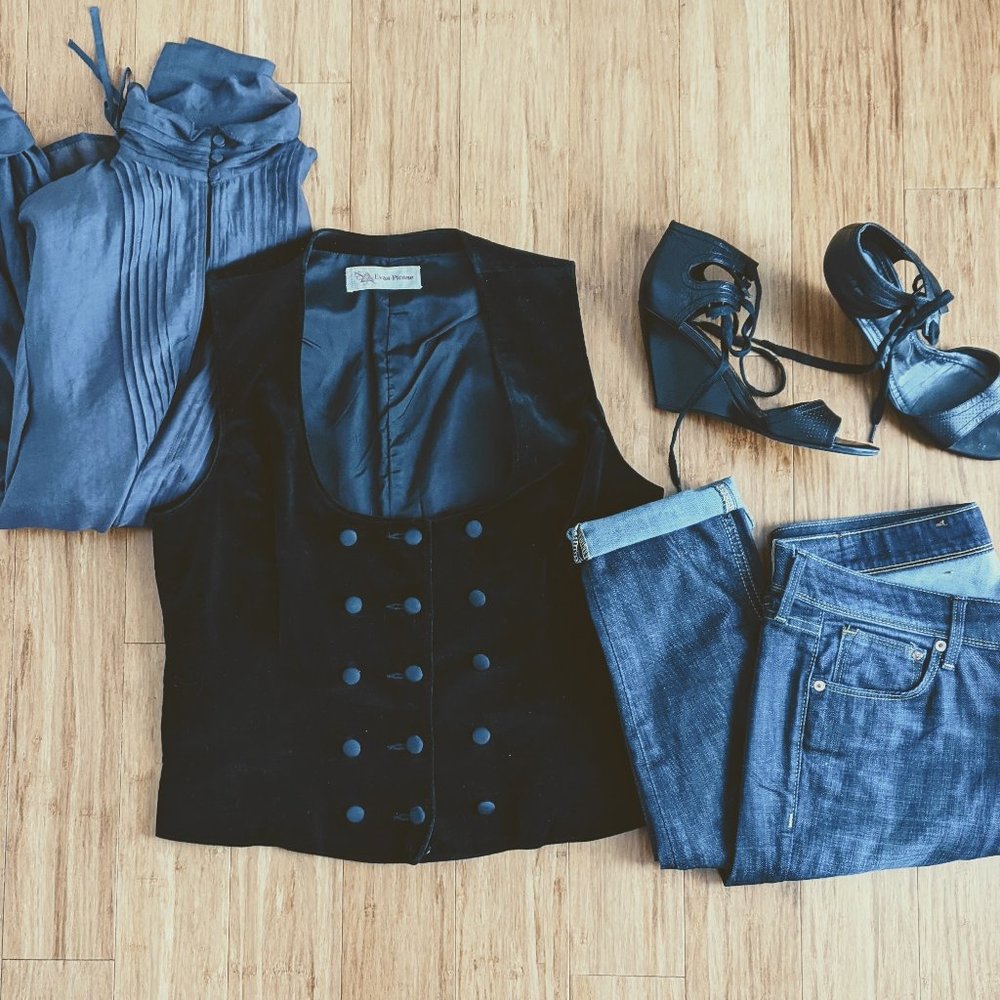 Vintage Velvet Button Vest